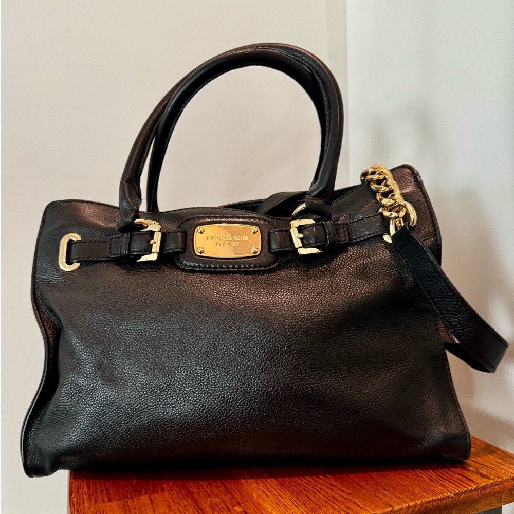 Michael Kors Hamilton Black Leather Tote